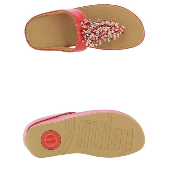 NEW Fitflop Red Cherry Rumba Valentines Embellished Sandals cha Cha Limited ED - Picture 9 of 13